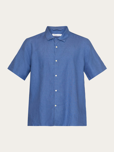 【COZINESS】LINEN BOX SHORT SLEEVE SHIRT BOXY SHORT-SLEEVED LINEN SHIRT - NAVY | COS