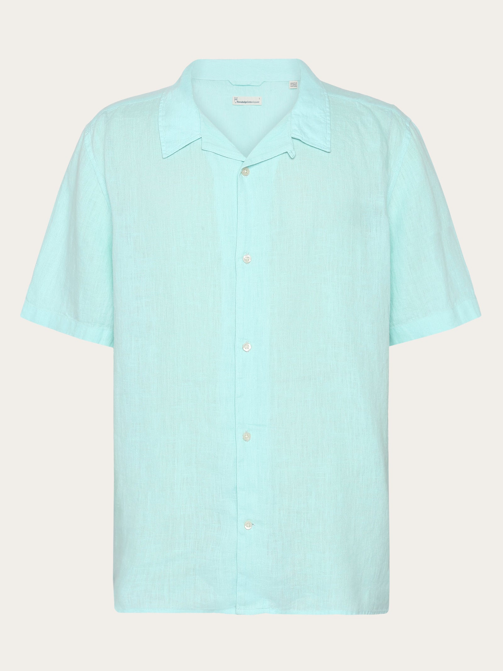 Box fit short sleeved linen shirt - Aqua-Esque