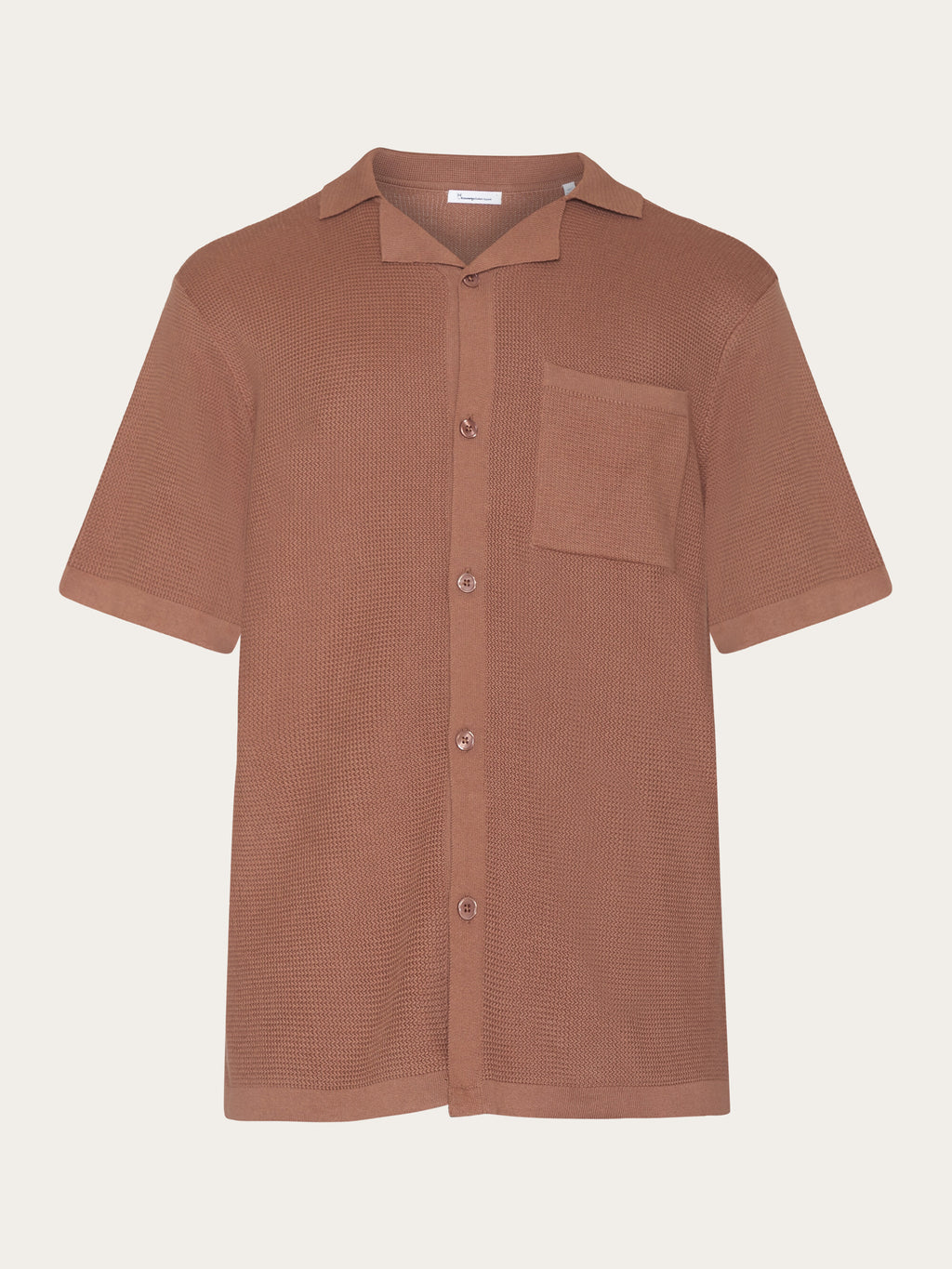 Tシャツ・カットソー TRILLION Cable Crochet Short Sleeve Collar Knit BURNT BRICK Boxy_short_sleeve_structured_k
