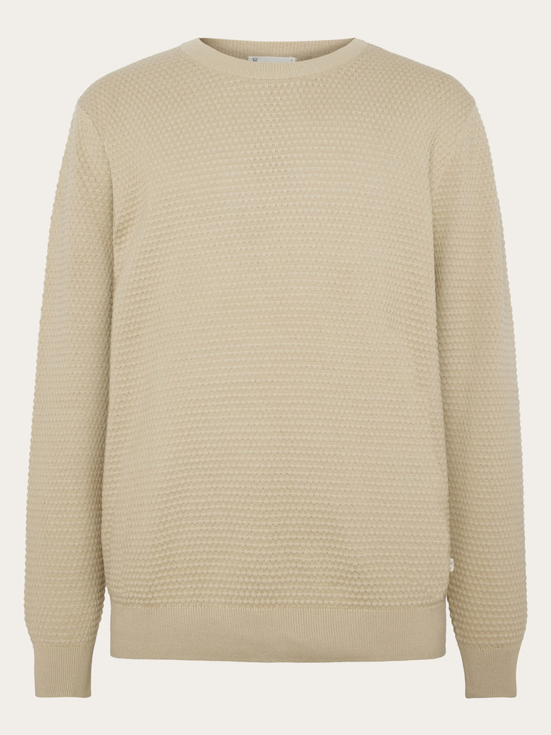 KnowledgeCotton Apparel - MEN Bubble knit crew neck Knits 1228 Light feather gray