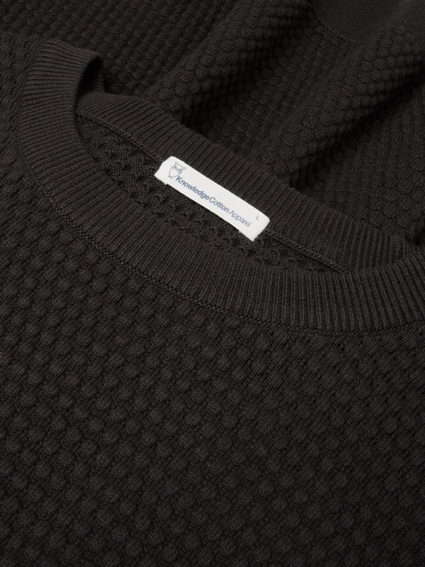KnowledgeCotton Apparel - MEN Bubble knit crew neck Knits 1487 Chocolate Torte