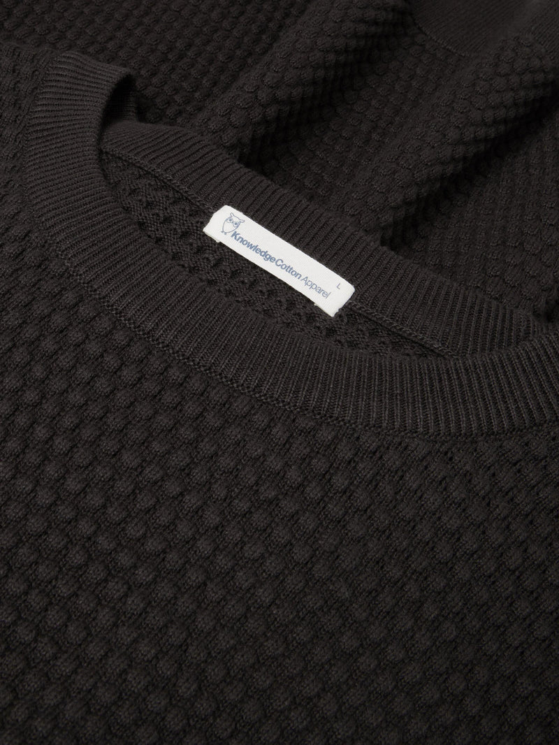 KnowledgeCotton Apparel - MEN Bubble knit crew neck Knits 1487 Chocolate Torte