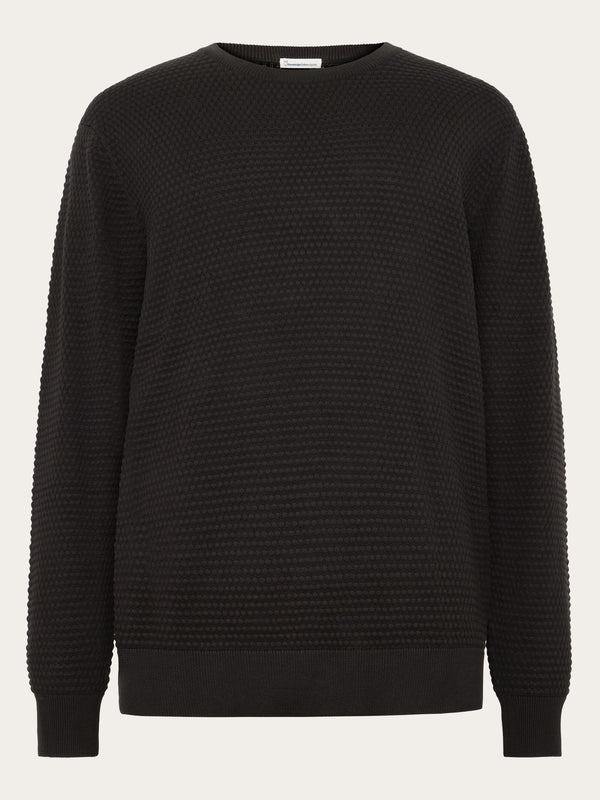 KnowledgeCotton Apparel - MEN Bubble knit crew neck Knits 1487 Chocolate Torte