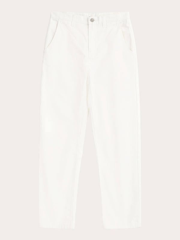 KnowledgeCotton Apparel - WMN CALLA tapered canvas pant Pants 1007 Star White