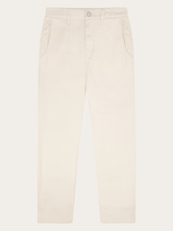 KnowledgeCotton Apparel - WMN CALLA tapered mid-rise twill workwear pants - GOTS/Vegan Pants 1387 Egret
