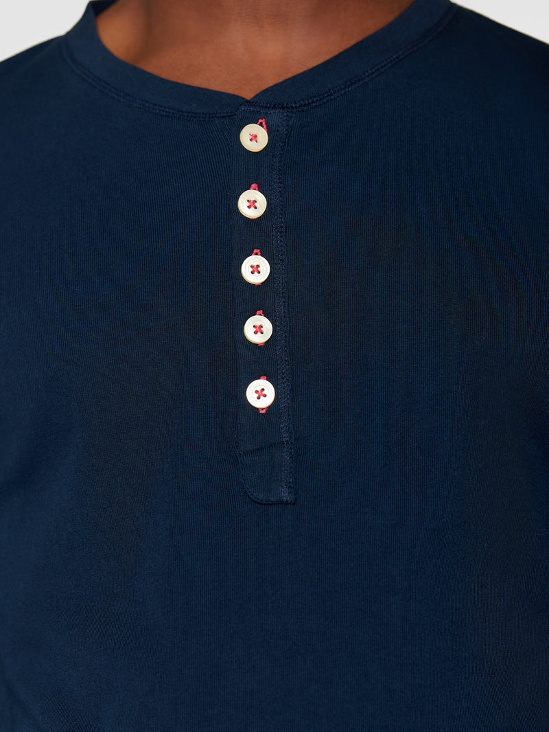 Buy CEDAR LS Henley - Total Eclipse - from KnowledgeCotton Apparel®