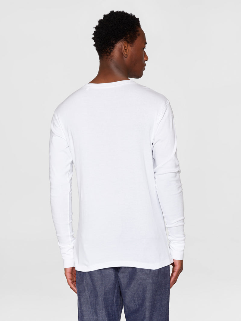 Buy CEDAR LS Henley - Bright White - from KnowledgeCotton Apparel®