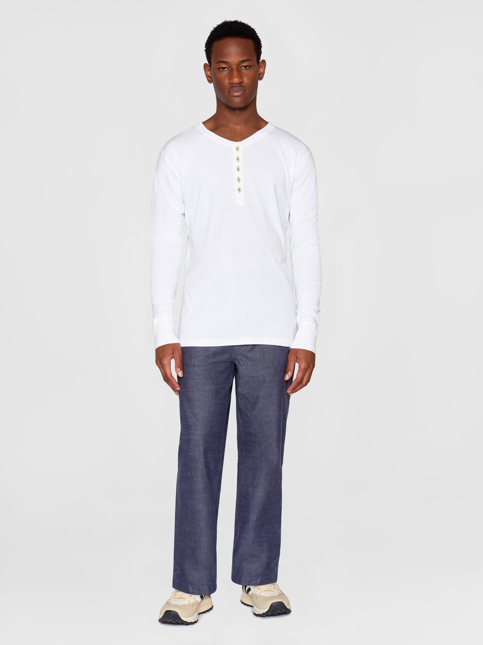 CEDAR LS Henley - Bright White – KnowledgeCotton Apparel Europe