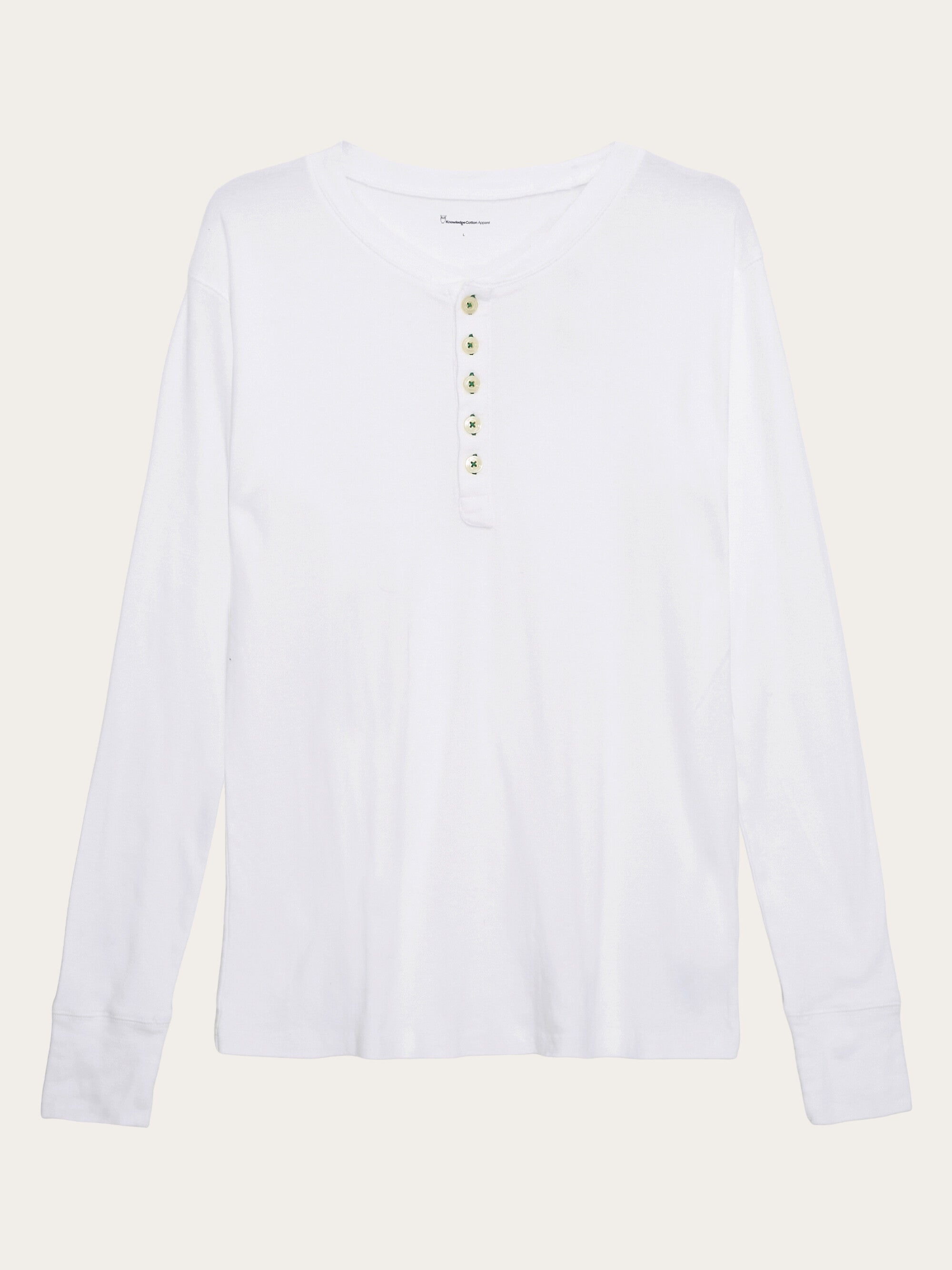 Buy CEDAR LS Henley - Bright White - from KnowledgeCotton Apparel®
