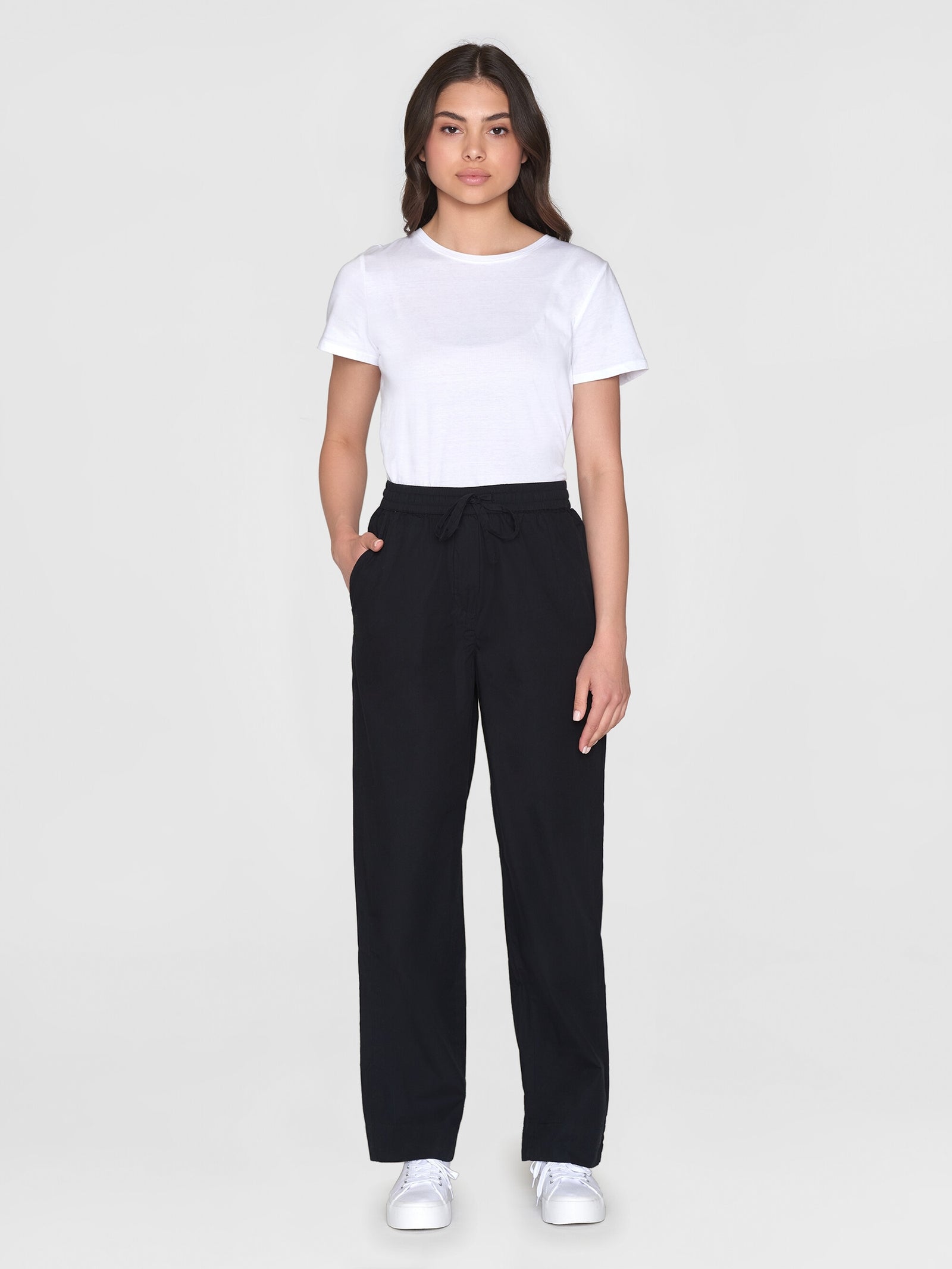 CHLOE barrel high-rise poplin elastic waistband pants