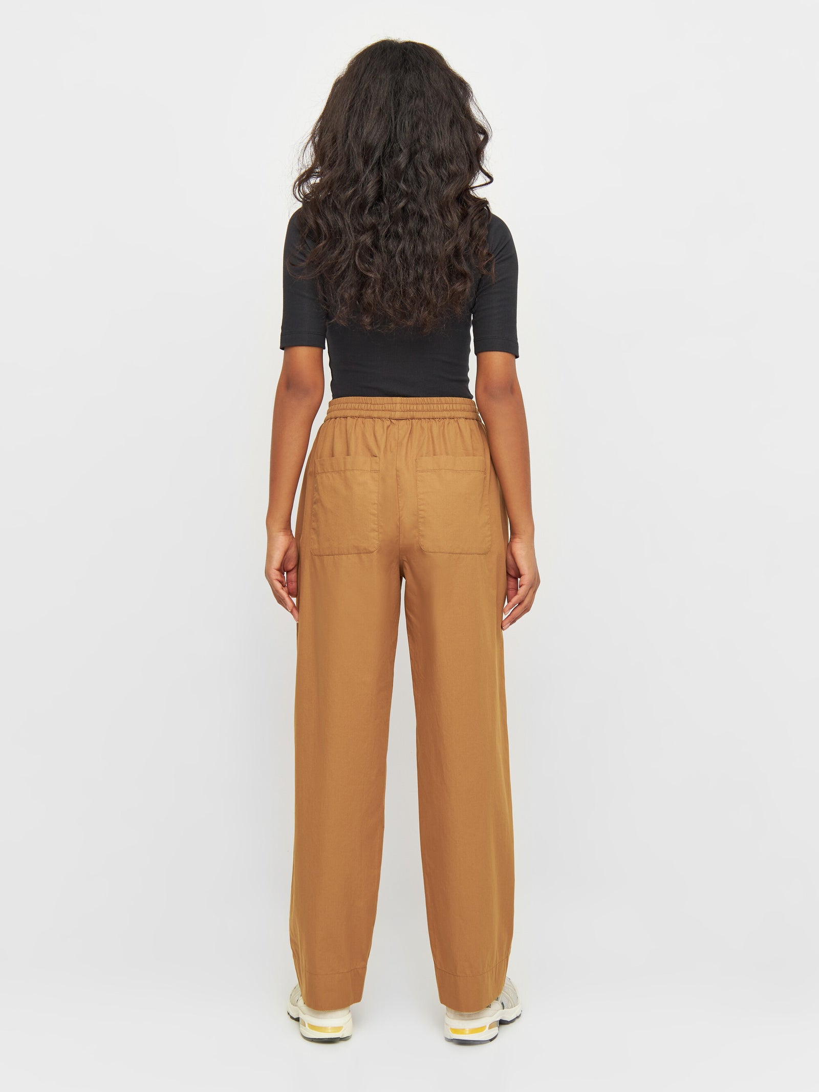 CHLOE barrel high-rise poplin elastic waistband pants