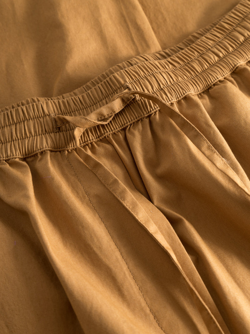KnowledgeCotton Apparel - WMN CHLOE barrel high-rise poplin elastic waistband pants Pants 1366 Brown Sugar