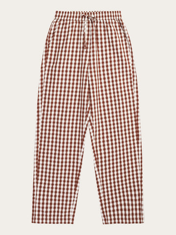 CHLOE barrel high-rise seersucker checkered elastic