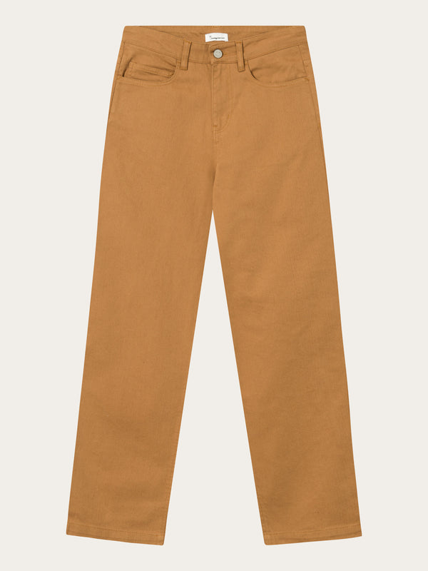 KnowledgeCotton Apparel - WMN CHLOE barrel high-rise twill 5-pocket pants Pants 1366 Brown Sugar