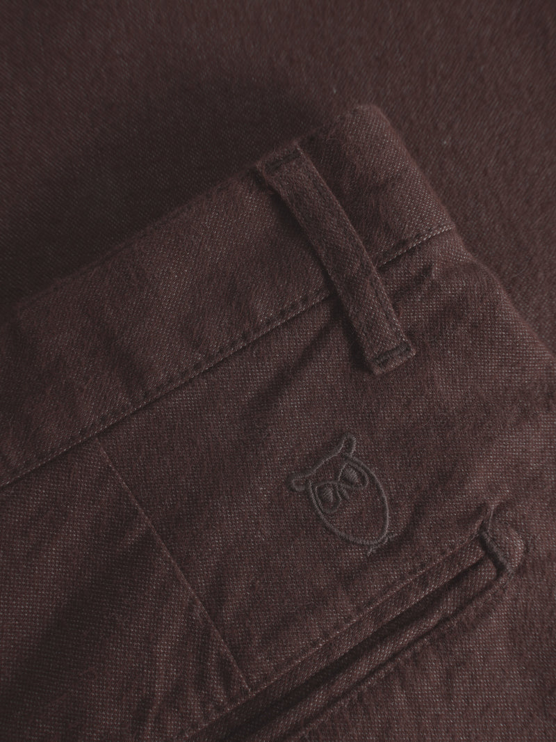 KnowledgeCotton Apparel - MEN CHUCK regular flannel chino pants Pants 1394 Chocolate Plum