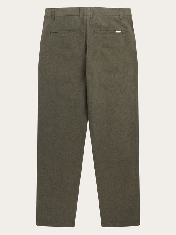 KnowledgeCotton Apparel - MEN CHUCK regular flannel chino pants Pants 1100 Dark Olive