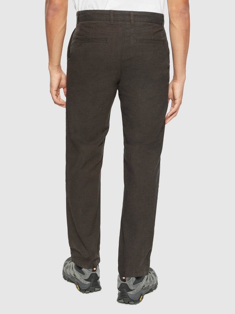 KnowledgeCotton Apparel - MEN CHUCK regular flannel chino pants Pants 1243 Demitasse (brown)