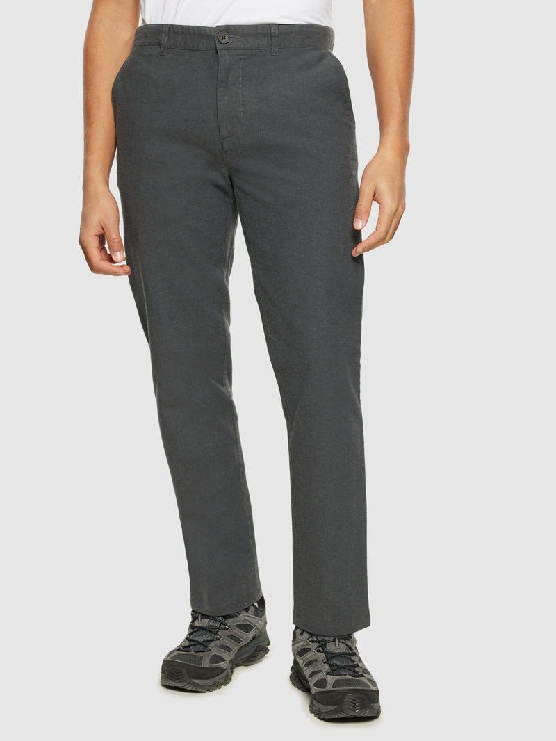 KnowledgeCotton Apparel - MEN CHUCK regular flannel chino pants Pants 1402 Gray Pinstripe