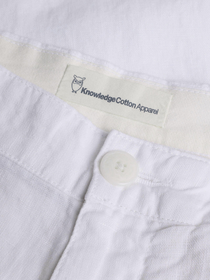 KnowledgeCotton Apparel - MEN CHUCK regular linen pants - GOTS/Vegan Pants 1010 Bright White