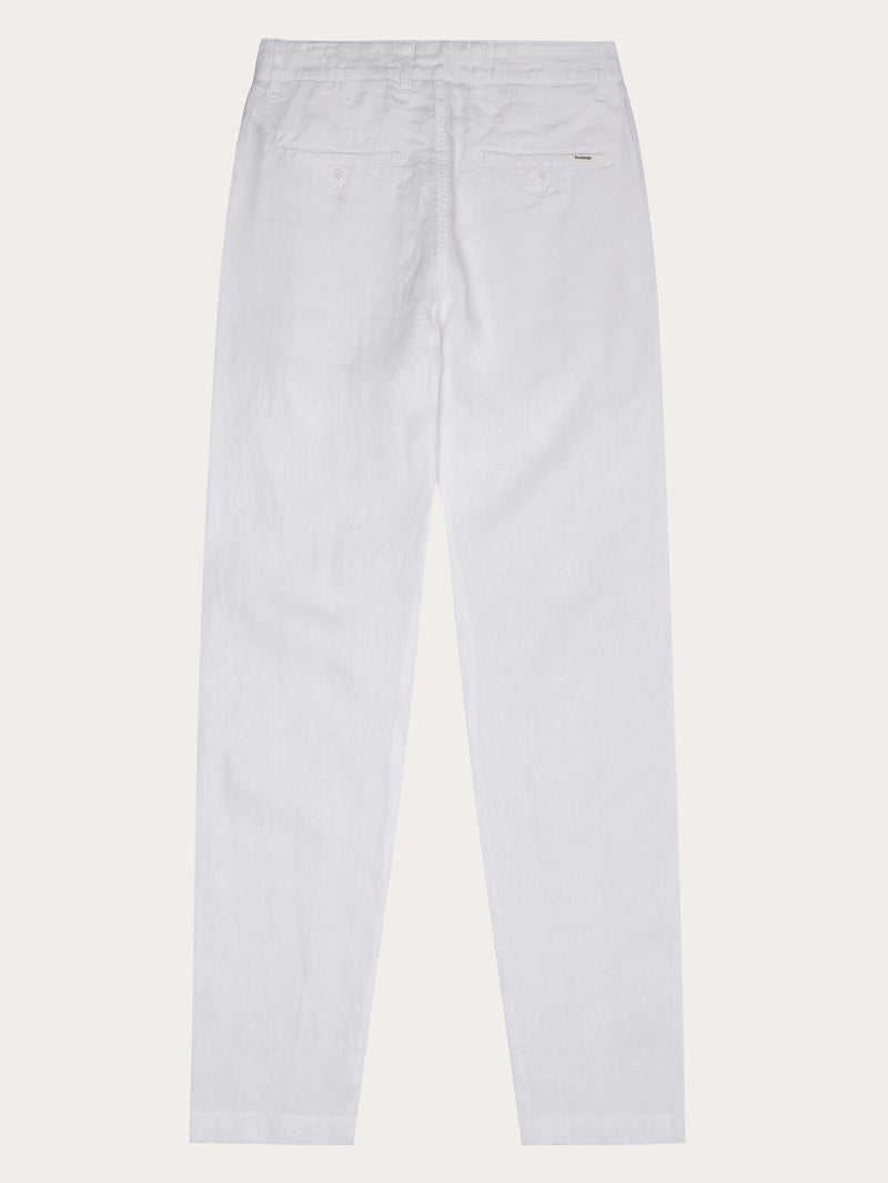 KnowledgeCotton Apparel - MEN CHUCK regular linen pants - GOTS/Vegan Pants 1010 Bright White