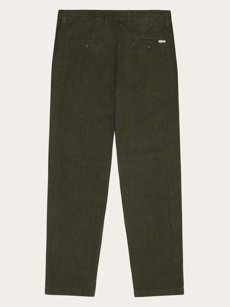 KnowledgeCotton Apparel - MEN CHUCK regular linen pants - GOTS/Vegan Pants 1068 Burned Olive