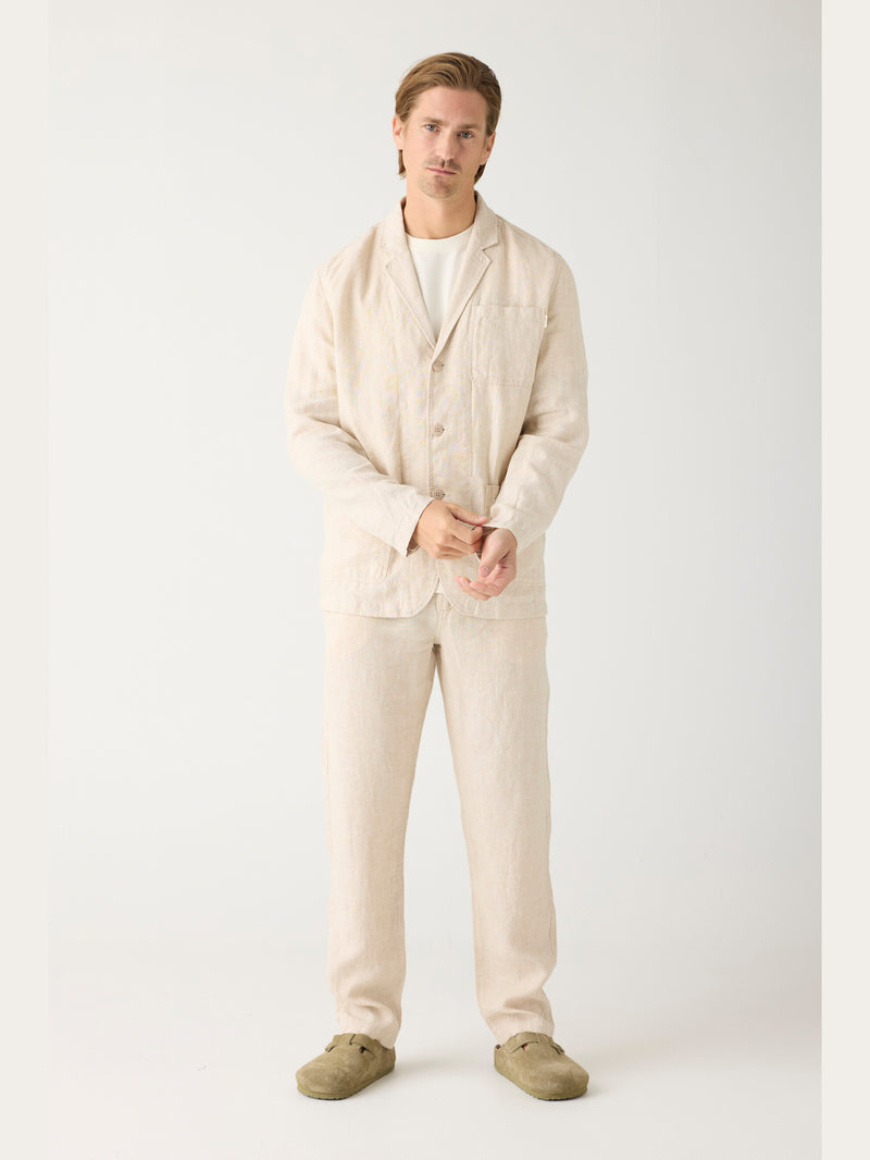 KnowledgeCotton Apparel - MEN CHUCK regular linen pants - GOTS/Vegan Pants 1449 Yarndyed - Light feather gray