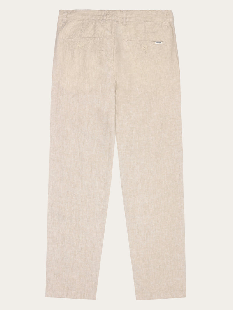 KnowledgeCotton Apparel - MEN CHUCK regular linen pants - GOTS/Vegan Pants 1449 Yarndyed - Light feather gray