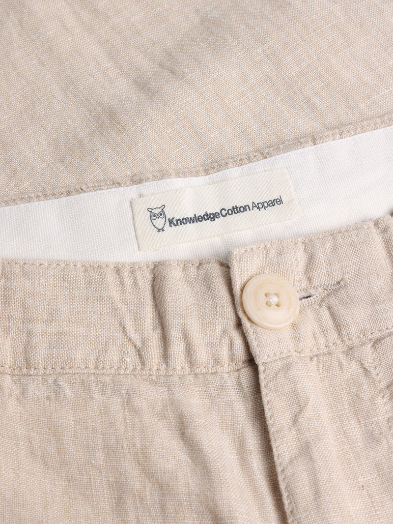KnowledgeCotton Apparel - MEN CHUCK regular linen pants - GOTS/Vegan Pants 1449 Yarndyed - Light feather gray