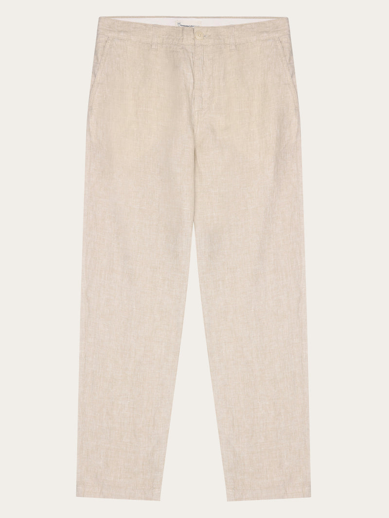 KnowledgeCotton Apparel - MEN CHUCK regular linen pants - GOTS/Vegan Pants 1449 Yarndyed - Light feather gray