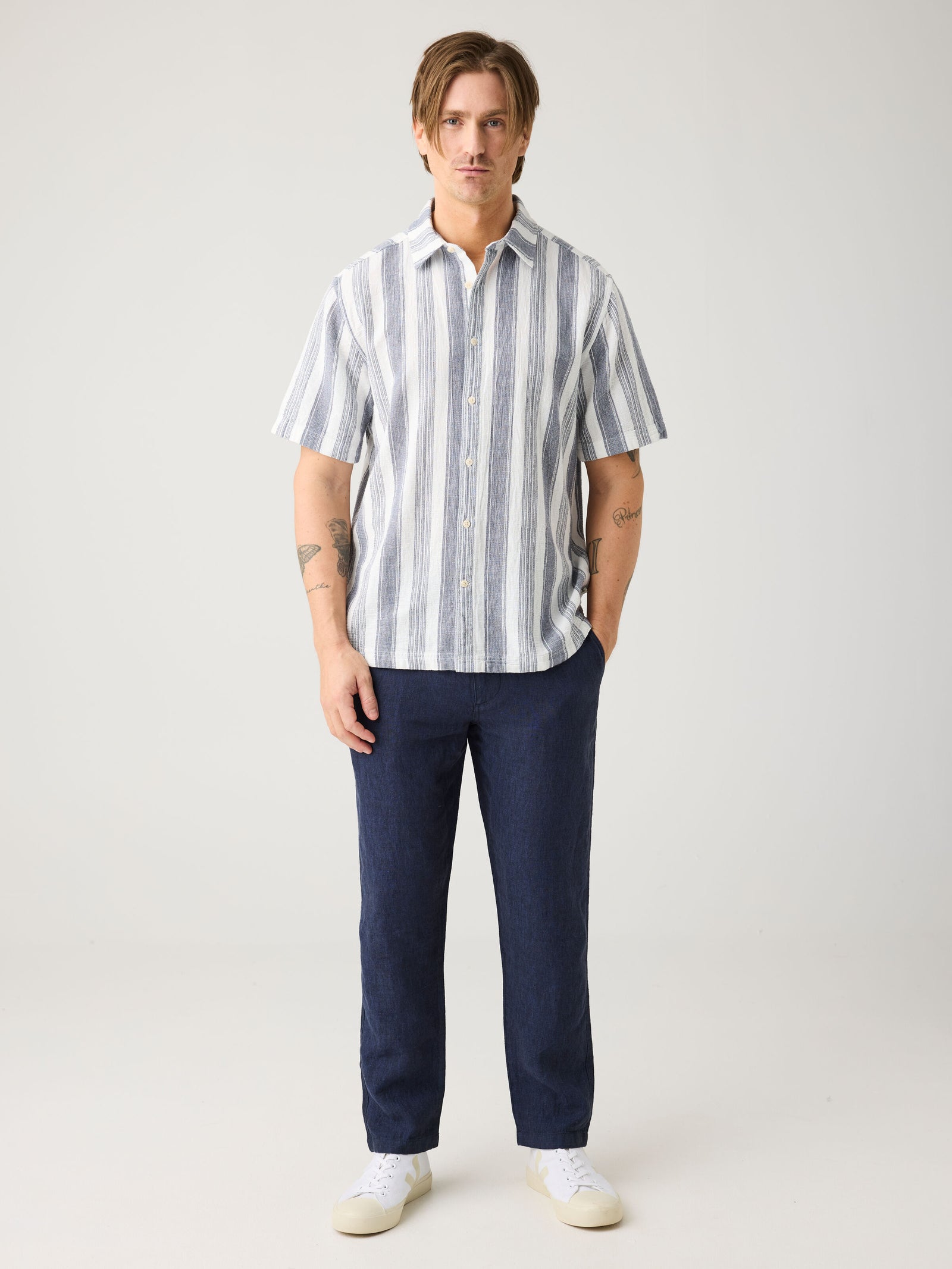 CHUCK regular linen pants - GOTS/Vegan - Yarndyed - Total