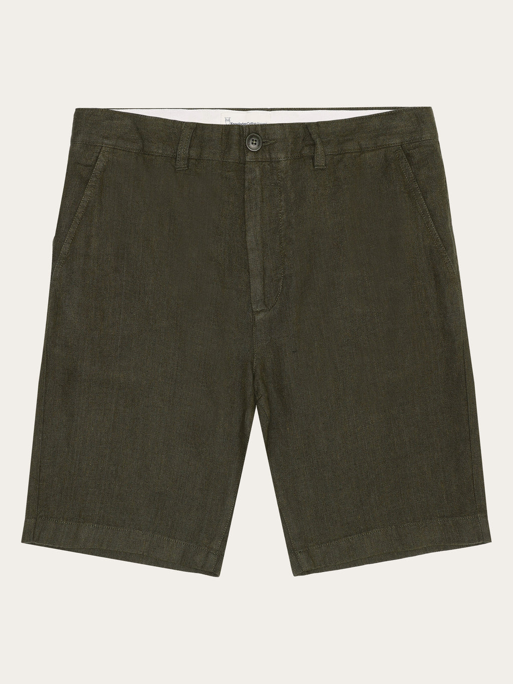 【KOOLOSET】Marine Linen V Knit CHUCK regular linen shorts - GOTS/Vegan - Burned Olive