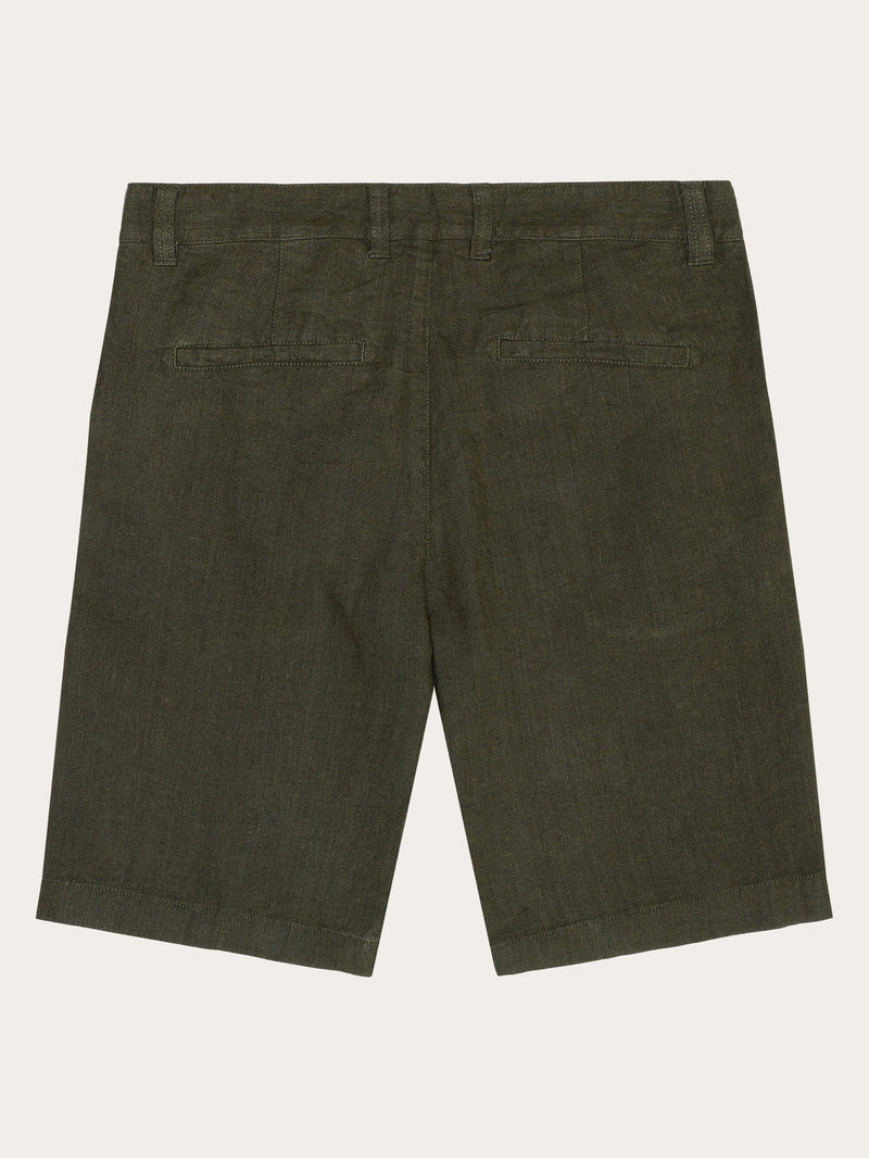 KnowledgeCotton Apparel - MEN CHUCK regular linen shorts - GOTS/Vegan Shorts 1068 Burned Olive