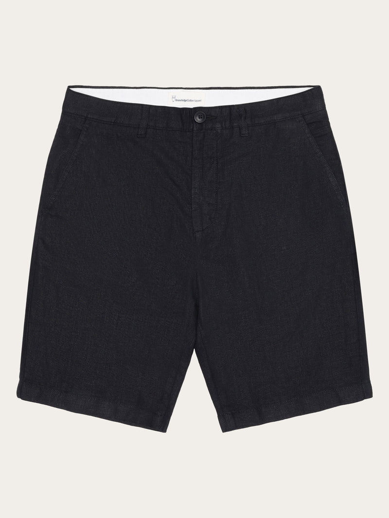 KnowledgeCotton Apparel - MEN CHUCK regular linen shorts - GOTS/Vegan Shorts 1300 Black Jet