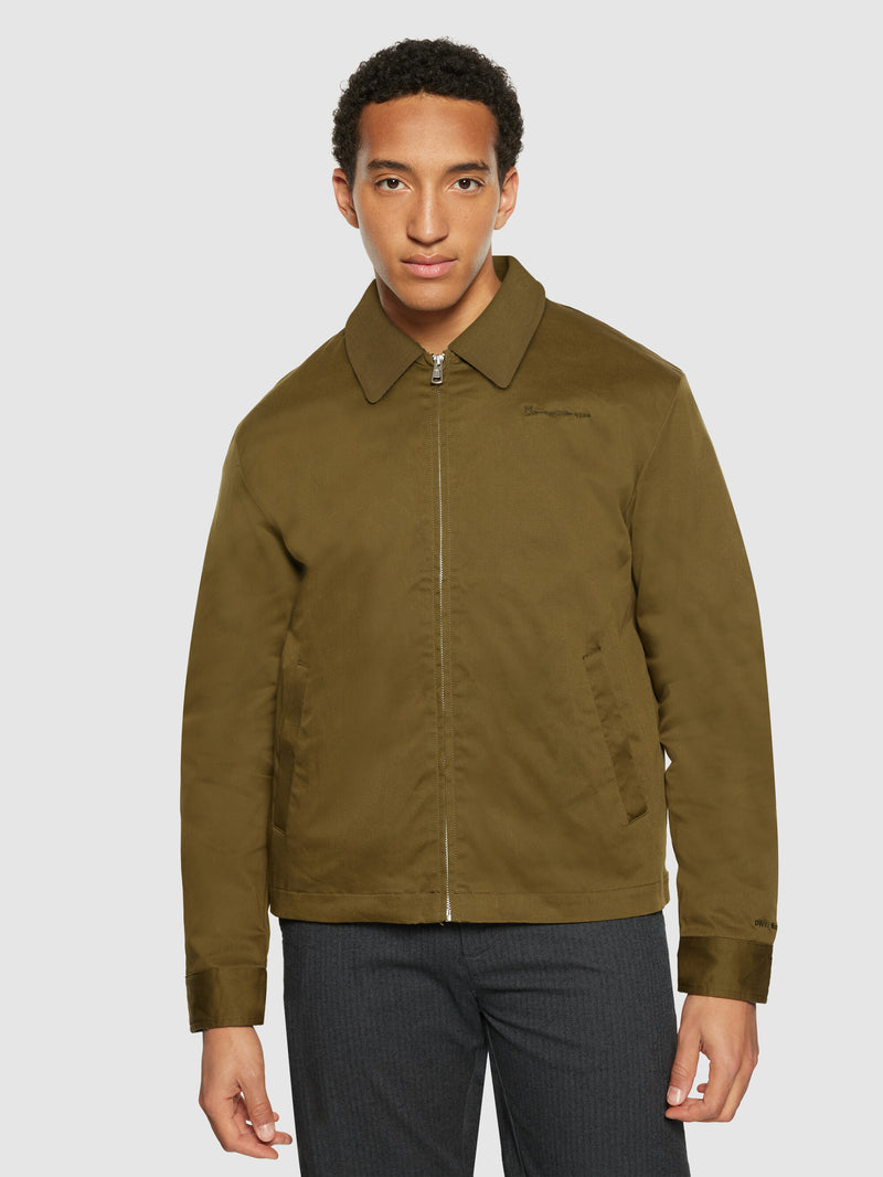 KnowledgeCotton Apparel - MEN Canvas bomber jacket - GOTS Jackets 1100 Dark Olive