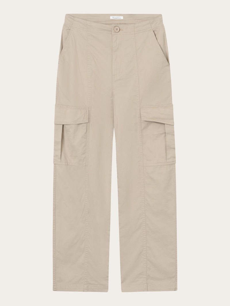 KnowledgeCotton Apparel - WMN Cargo twill pants Pants 1228 Light feather gray