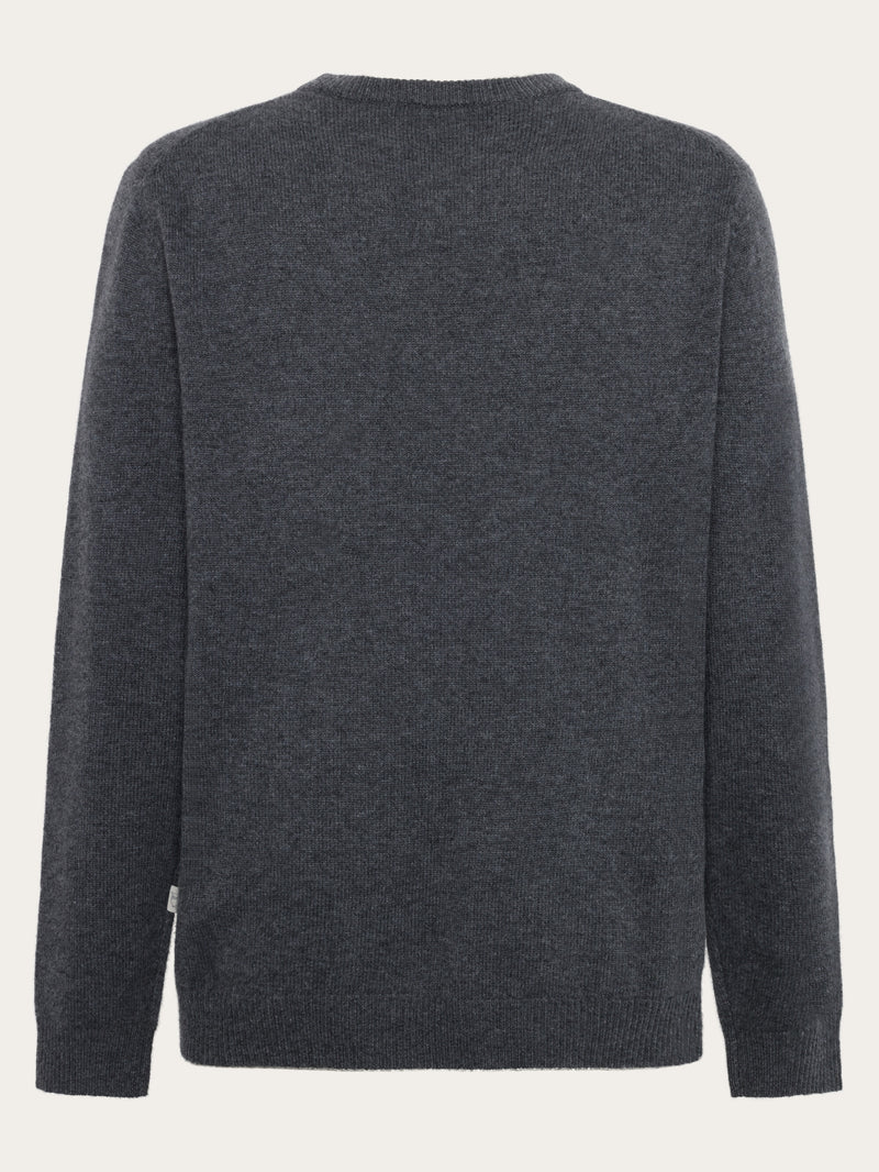 KnowledgeCotton Apparel - MEN Cashmere Crew Neck Knit RWS Knits 1073 Dark Grey Melange
