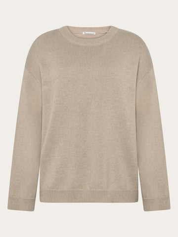 KnowledgeCotton Apparel - WMN Cashmere crew neck sweater Knits 1228 Light feather gray