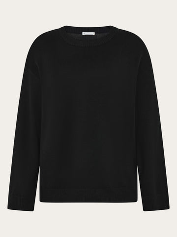 KnowledgeCotton Apparel - WMN Cashmere crew neck sweater Knits 1300 Black Jet