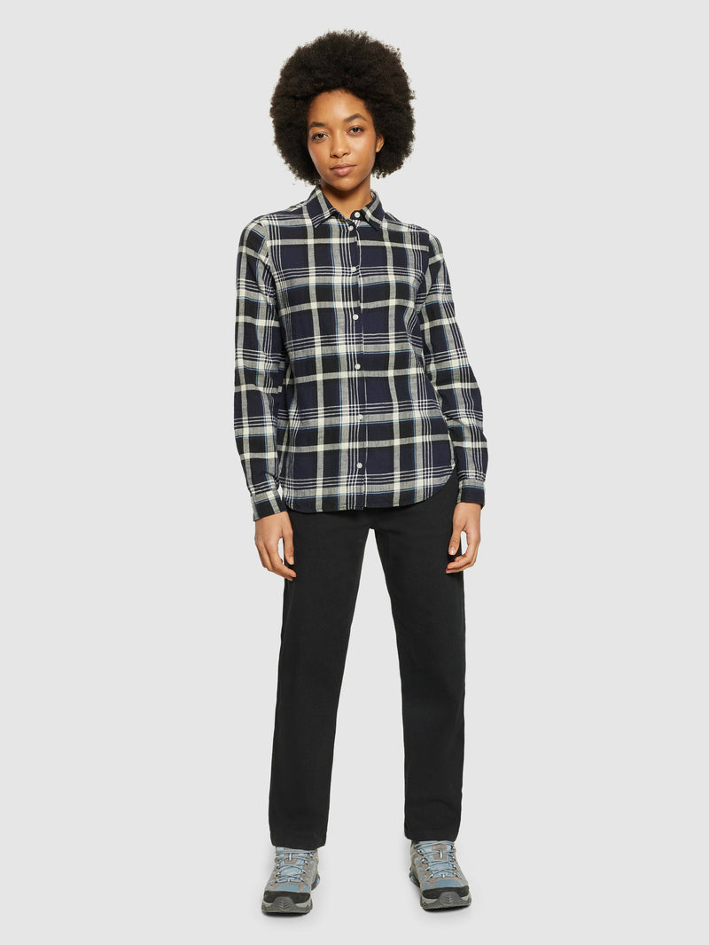 KnowledgeCotton Apparel - WMN Check flannel shirt - GOTS/Vegan Shirts 1300 Black Jet