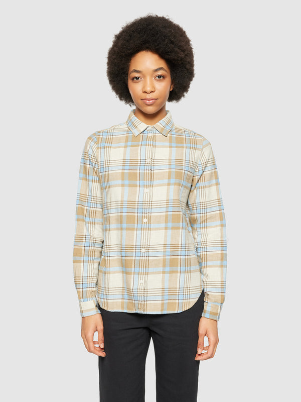 KnowledgeCotton Apparel - WMN Check flannel shirt - GOTS/Vegan Shirts 7021 blue check