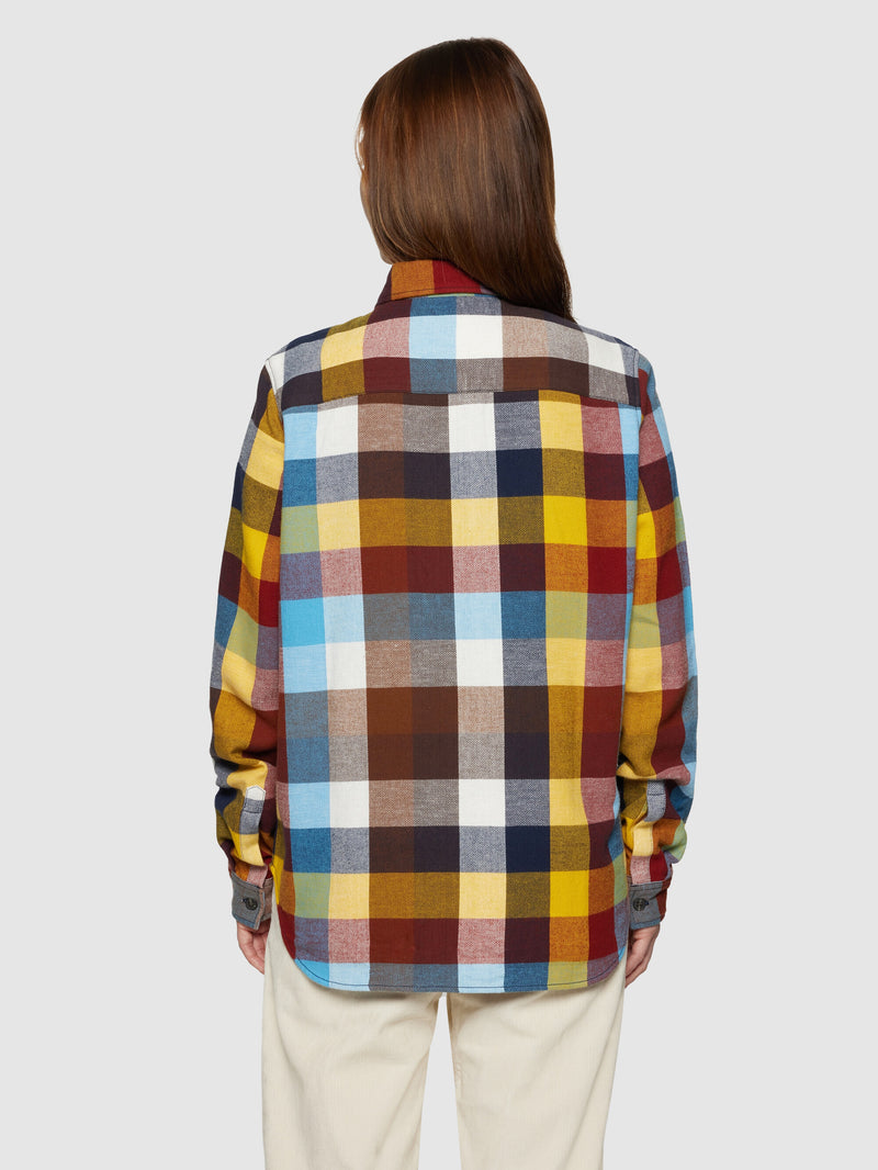 KnowledgeCotton Apparel - WMN Check multi color flannel shirt - GOTS/Vegan Shirts 7032 Multi check