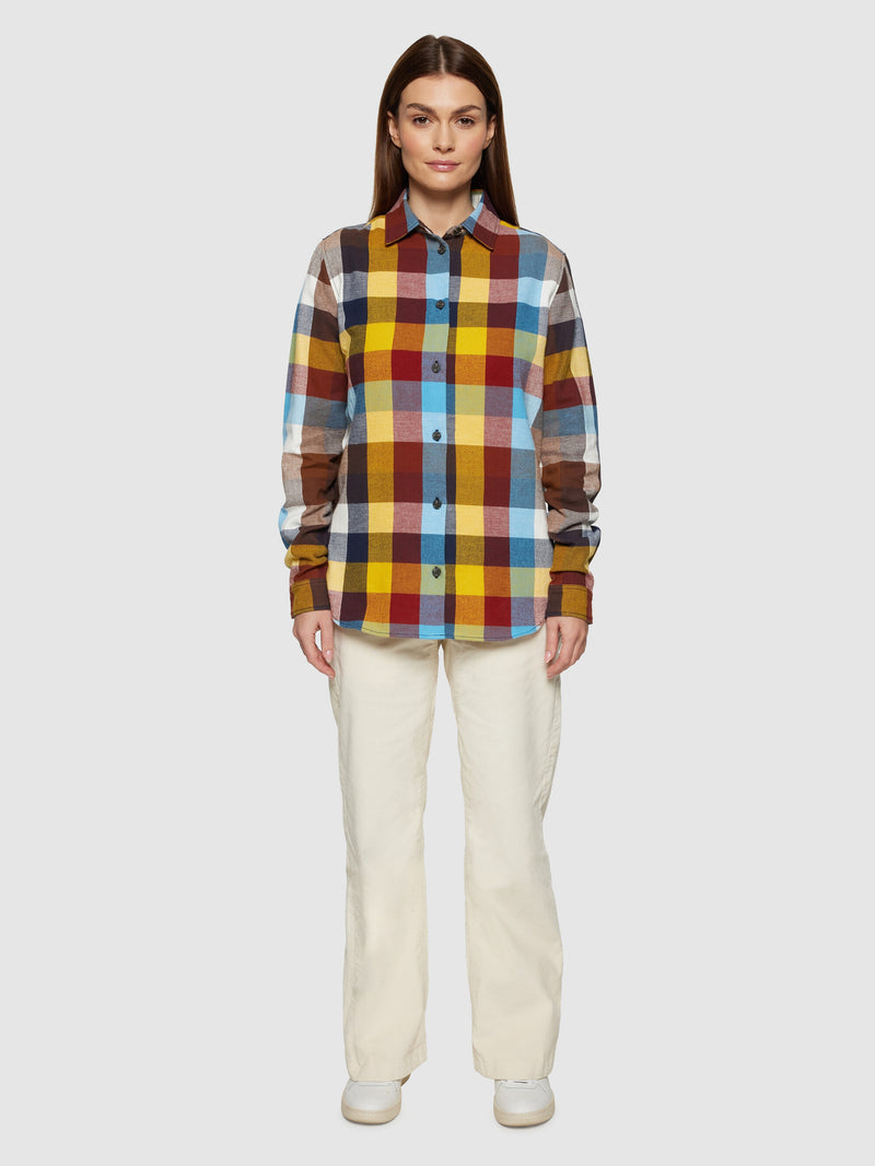 KnowledgeCotton Apparel - WMN Check multi color flannel shirt - GOTS/Vegan Shirts 7032 Multi check