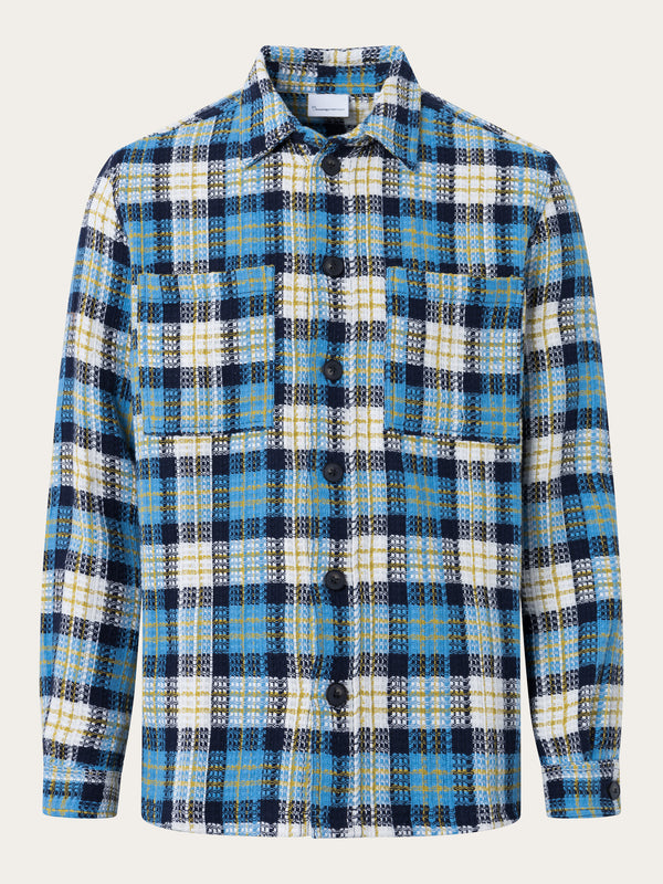 KnowledgeCotton Apparel - MEN Checked overshirt Overshirts 7021 blue check