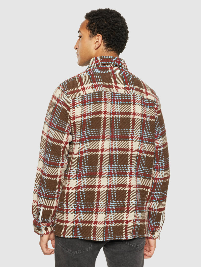 KnowledgeCotton Apparel - MEN Checked overshirt - GOTS/Vegan Overshirts 7025 Red check