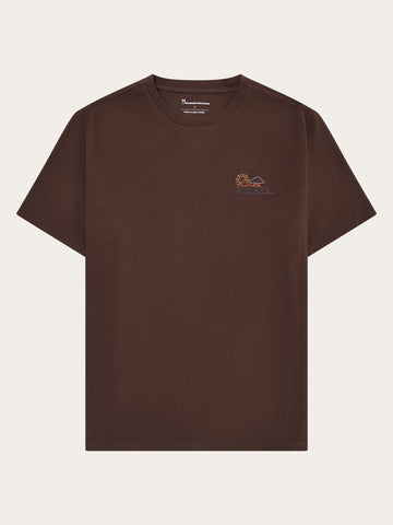 KnowledgeCotton Apparel - MEN Chest print t-shirt T-shirts 1489 Shaved Chocolate