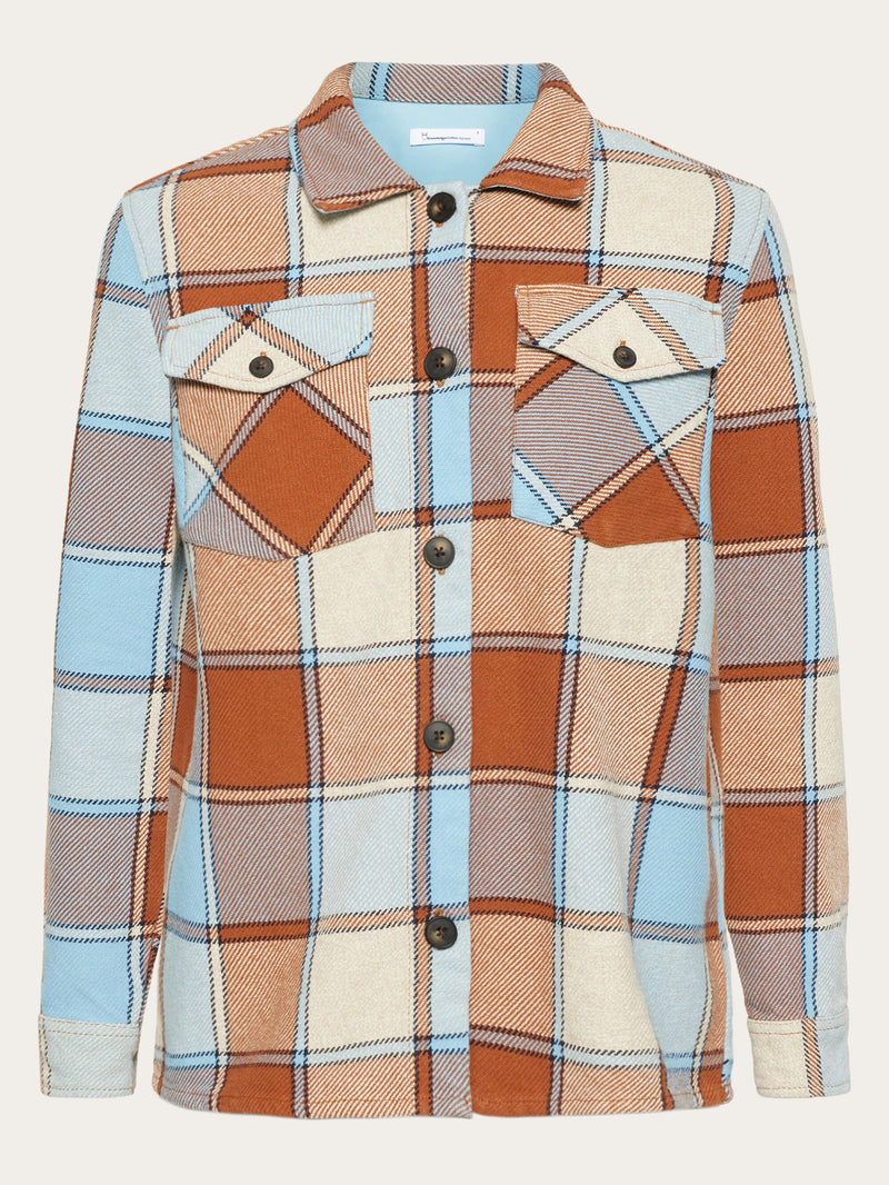 KnowledgeCotton Apparel - WMN Classic checked overshirt - GOTS/Vegan Overshirts 7030 Beige check