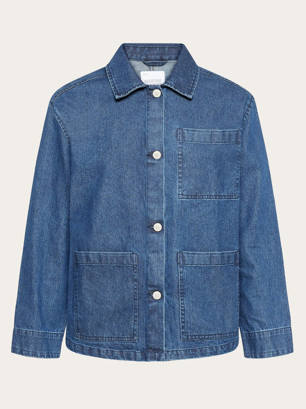 KnowledgeCotton Apparel - WMN Classic denim overshirt - GOTS/Vegan Overshirts 3059 Dark Blue denim