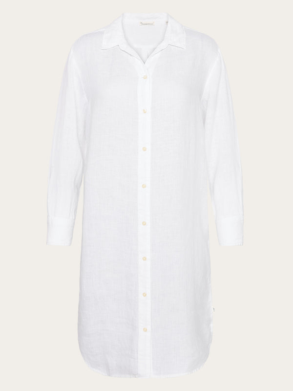 KnowledgeCotton Apparel Women's Classic Linen Dress - Bright White, GOTS Certified Organic KnowledgeCotton Apparel Women's Classic Linen Dress - Bright White, GOTS Certified Organic