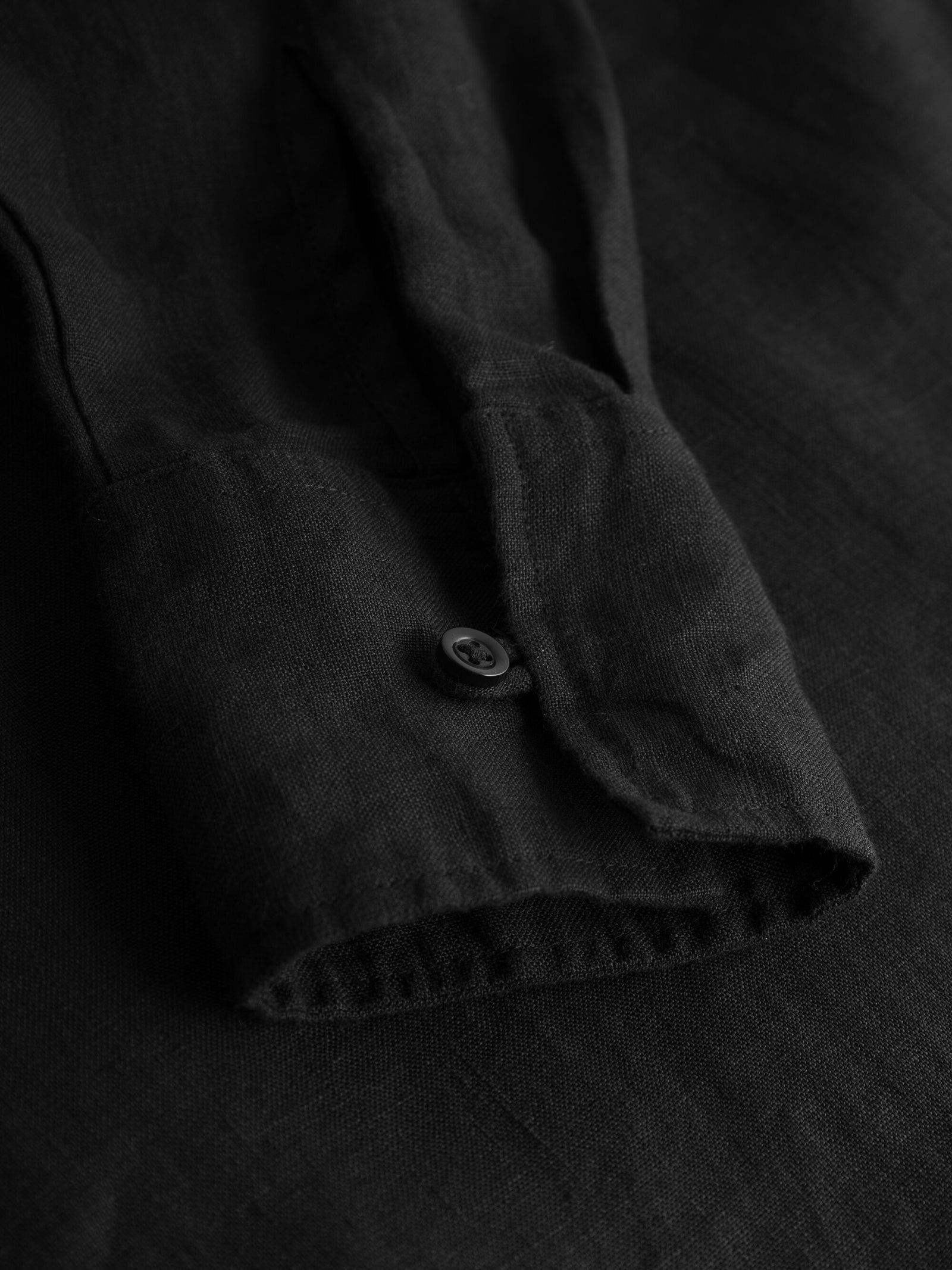 knee length dresses for ladies Linen Button Dress Black / L