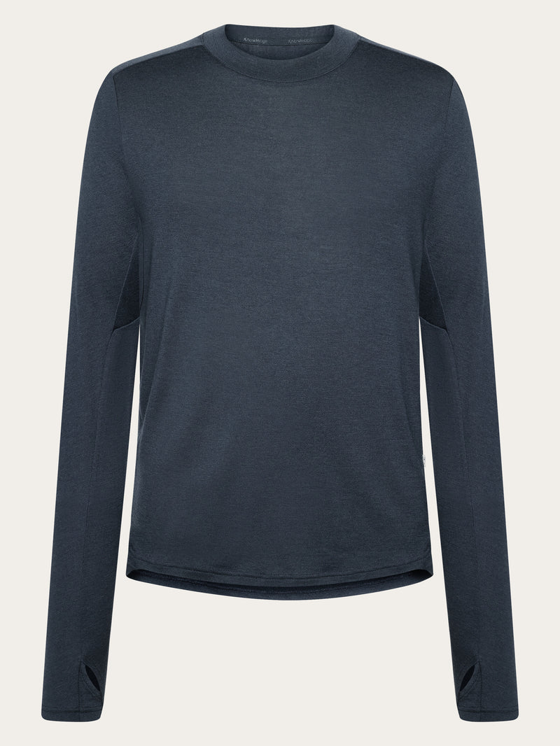 KnowledgeCotton Apparel - MEN Dynamic Wool 175 Single constructed long sleeve t-shirt - RWS Long Sleeves 1001 Total Eclipse